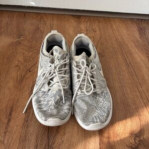 Custom Nike Gray Patterned Athletic Shoes